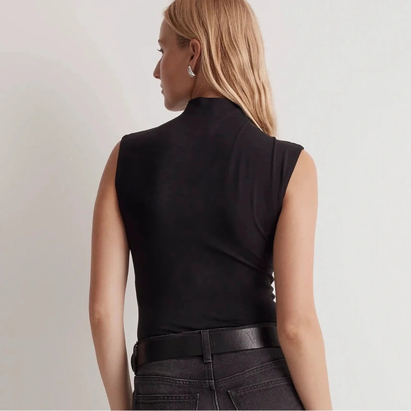 Madewell Green Funnelneck Cropped Muscle Tee Top Size XXS - Picture 3 of 4